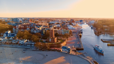 Harbour and lighthouse in Kolobrzeg.