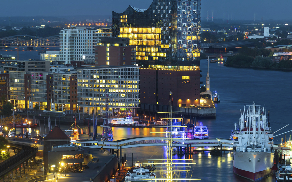 Hamburg Hafen bei Nacht