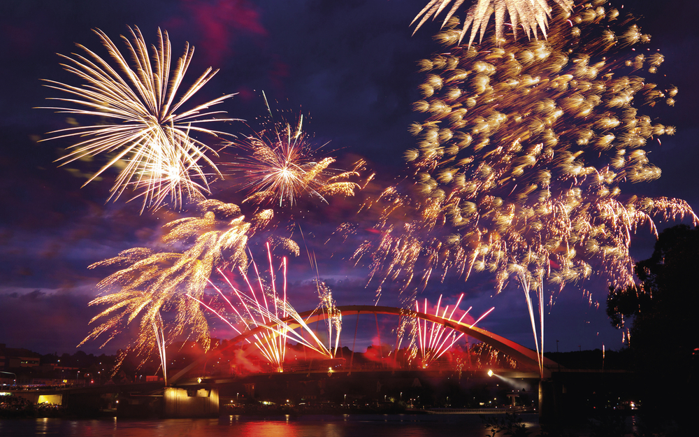 Feuerwerk über der Donau