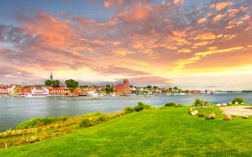 Blick über die Stadt Kappeln in Schleswig Holstein, Deutschland 