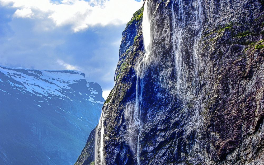 Wasserfälle Sieben Schwestern im Geirangerfjord