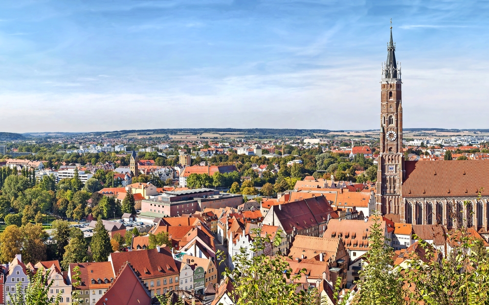 Panoramische Vogelperspektive von Landshut