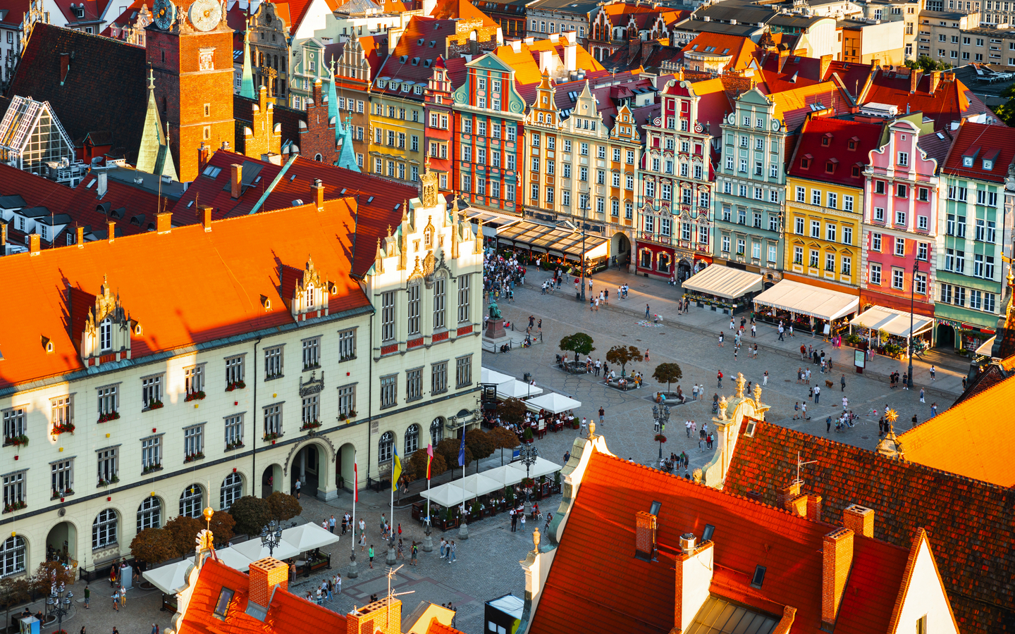 Luftpanoramablick auf den Breslauer Marktplatz