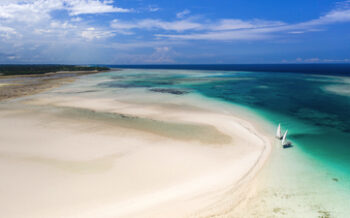 White sand beach of Pemba Island, Zanzibar. Tanzania. This sandbank is isolated and very quite, at the most used by fishermen to take a break. It is a paradise on Earth.